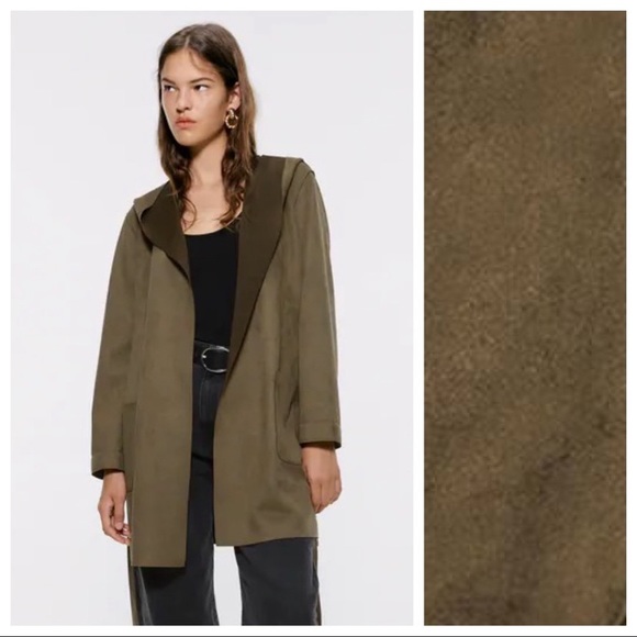 Zara Jackets & Blazers - NEW ZARA Small Faux Suede Leather Open Hooded Jacket Coat